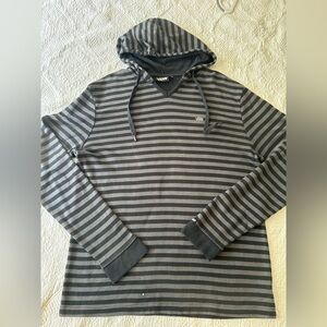 Van’s Men’s striped waffle thermal with hood. Grey/black stripe. Size XL. Nice!